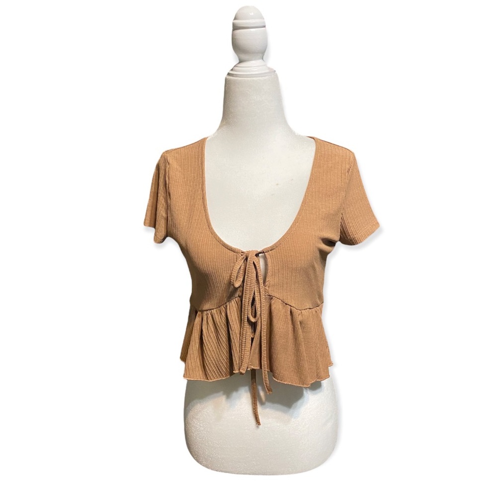 Peach tie front top